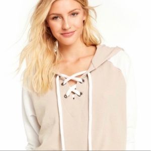 Wildfox |  Colorblocked Laced-Up Hoodie M …